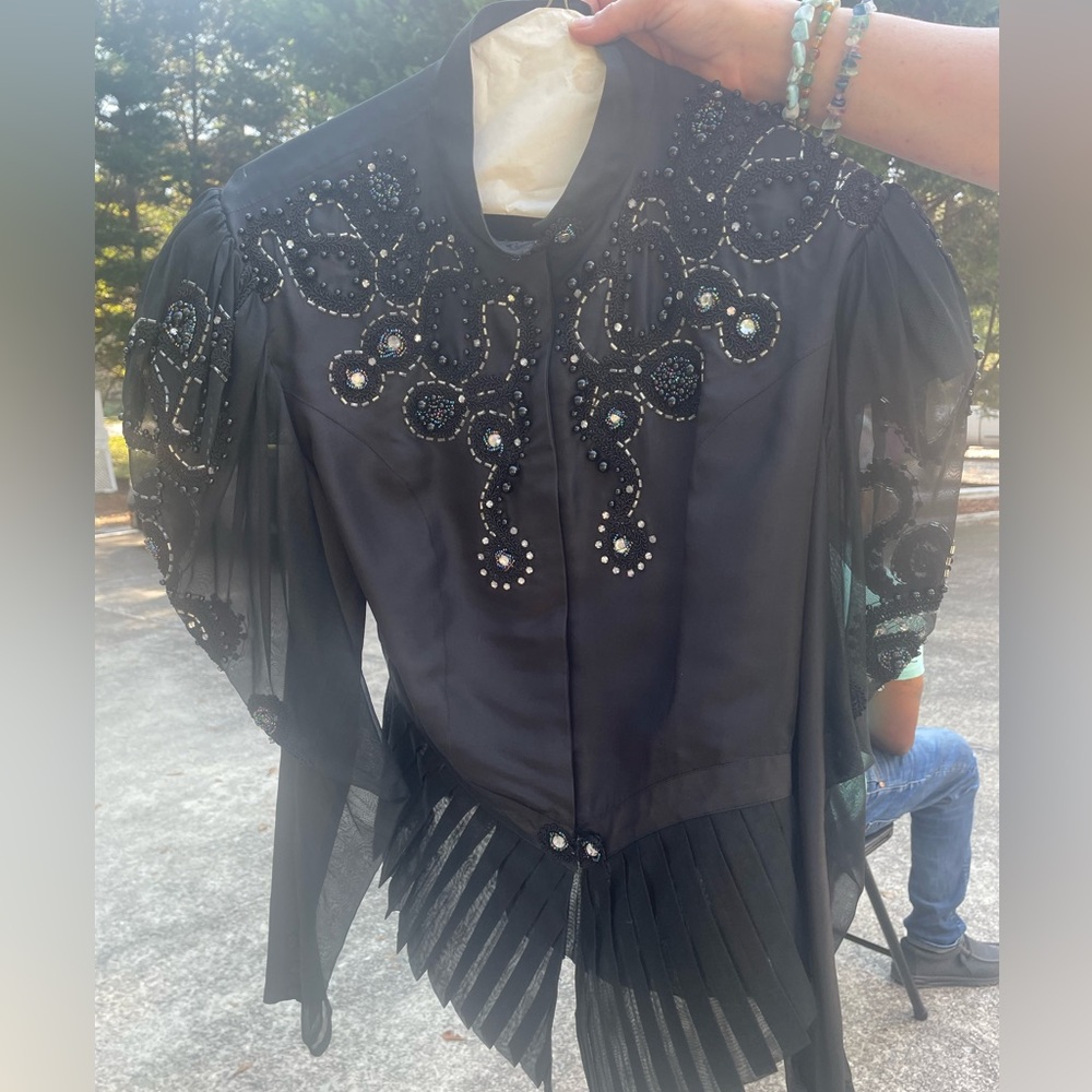 Black Beaded Sheer Blouse